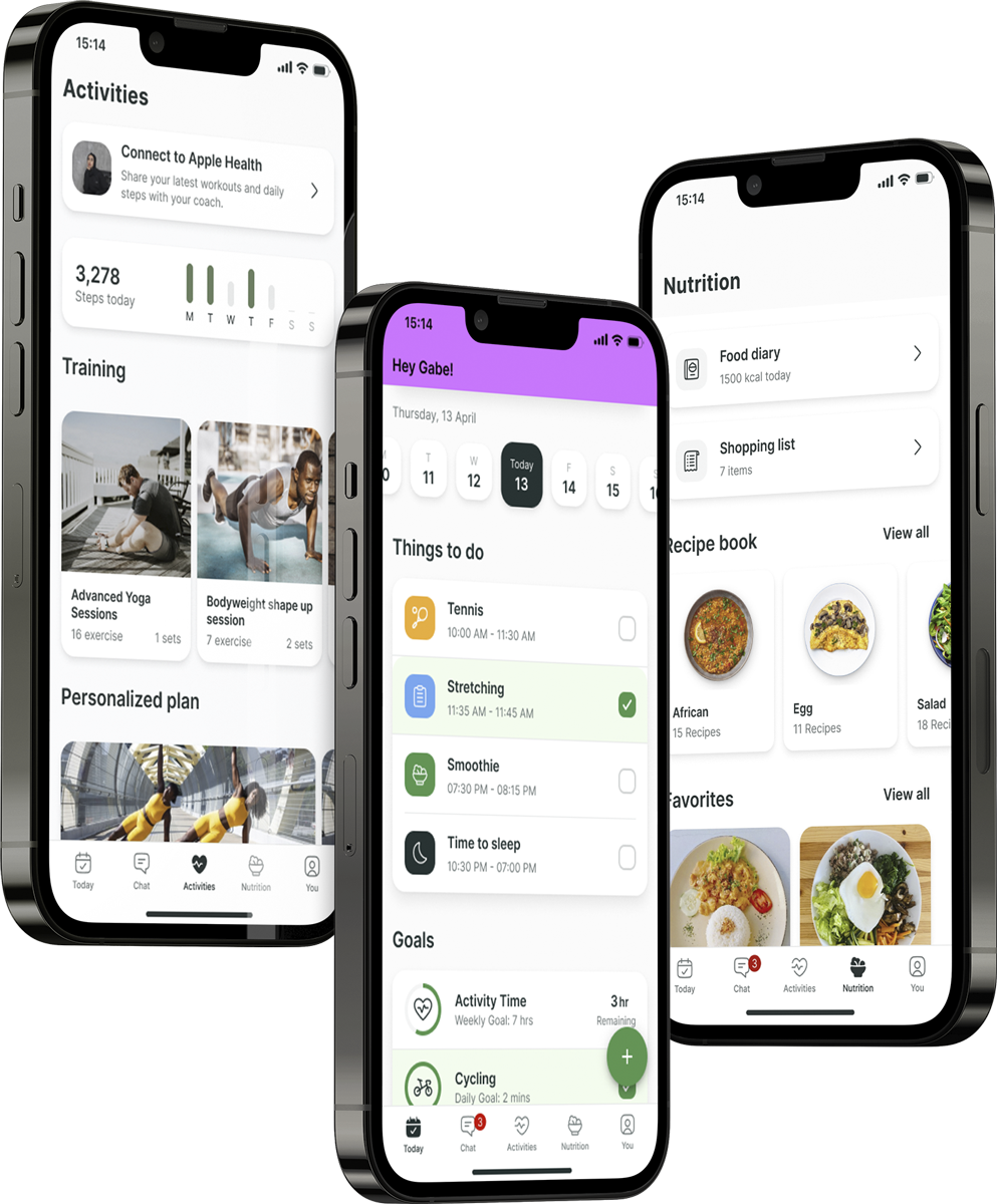 A mockup of the coaching app showcasing the features.